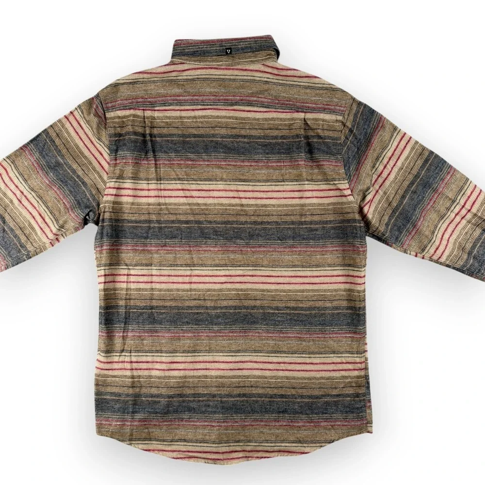 Vissla Shirt Mens‎ L Brown Stripe Long Sleeve Button Down Casual Central Coast